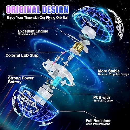 Miniatura 2 de RIEYON Bola de orbe voladora 2023, más reciente actualización Hover Boomerang Ball 6 efectos de iluminación, juguetes geniales para niños,