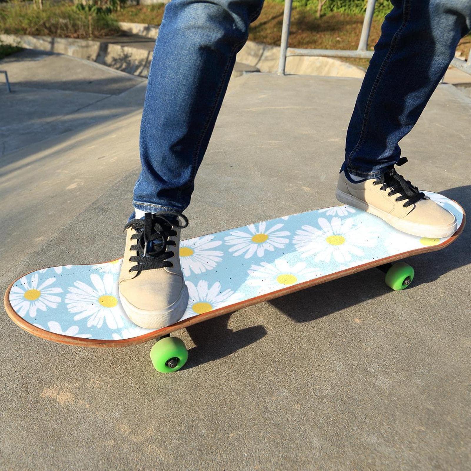 Daisy Floral Lot de 2 feuilles de papier abrasif pour skateboard Bleu