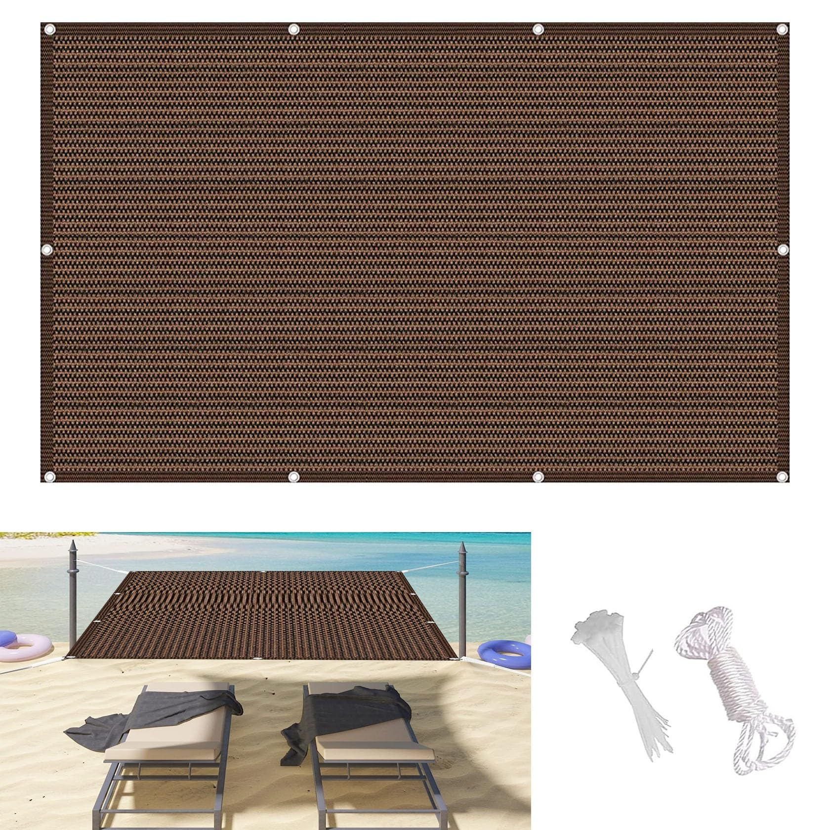 Voile d'ombrage contre le vent et les UV forte chaleur pare-soleil 4.5x6m