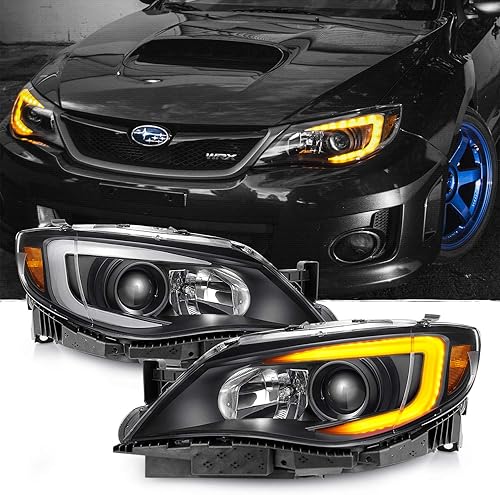 Miniatura 2 de AKKON - [Estilo C [negro] para Subaru Impreza WRX LED DRL Switchback 2008-2014 faros delanteros de proyector de señal de giro