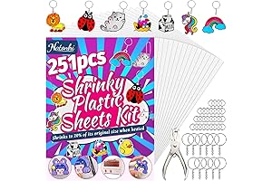 Natonhi Shrinky Dinks Lined Paper Art Tools for Kids with Keychains
