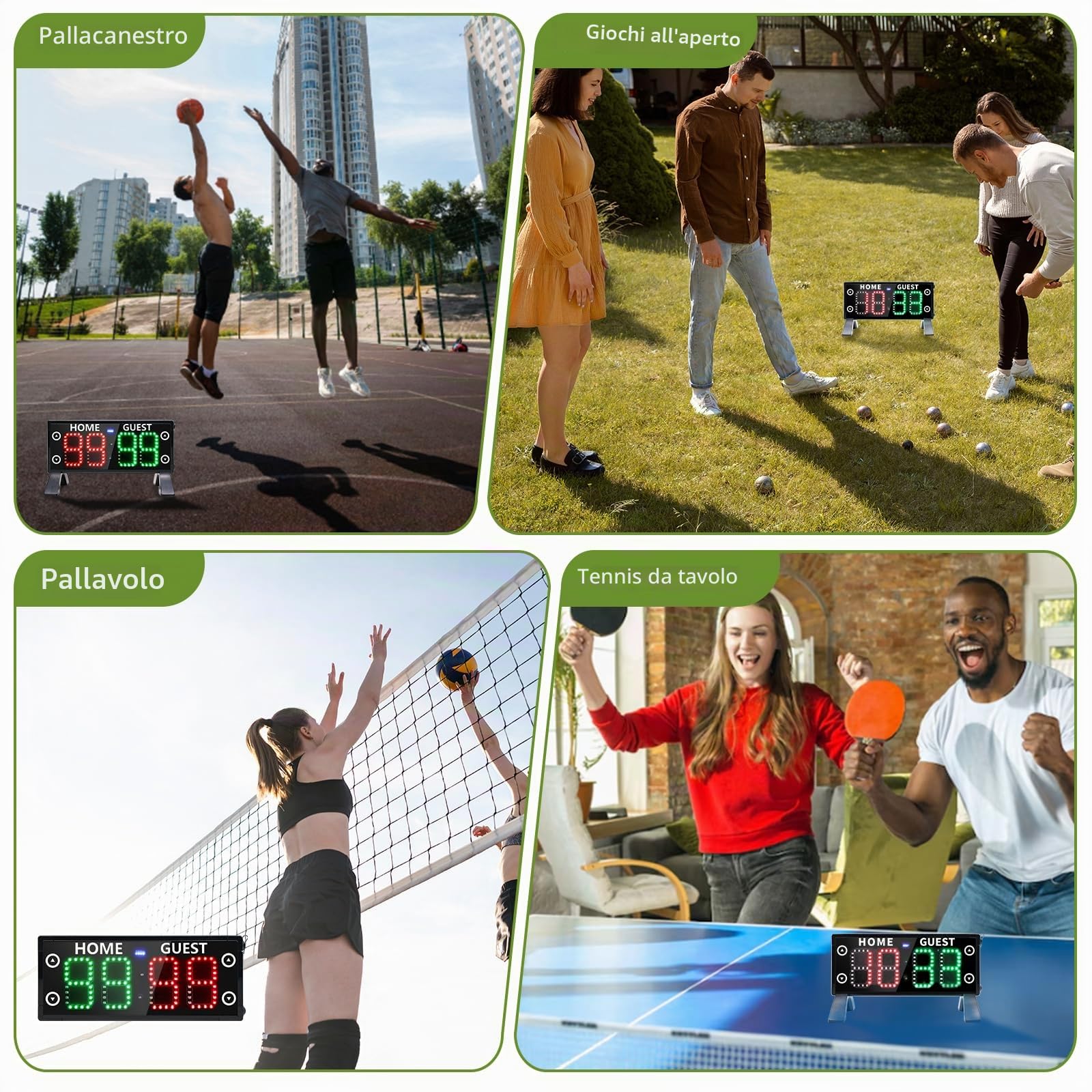 YZ Alto grande tabellone segnapunti luminoso di Digital, tabellone segnapunti elettronico all'aperto portatile con telecomando, portiere del punteggio per pallacanestro/pickleball/giochi all'aperto