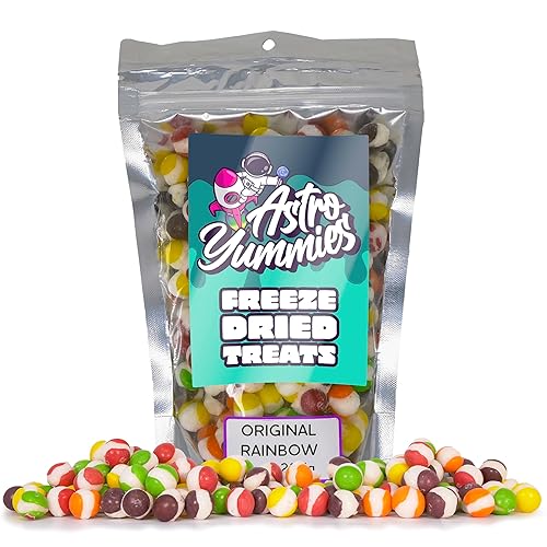 Miniatura 1 de Astro Yummies Caramelo de arcoíris Skittles liofilizado (Med, media libra  8 onzas), sabor afrutado extremo, golosinas crujientes, fresa, limón,