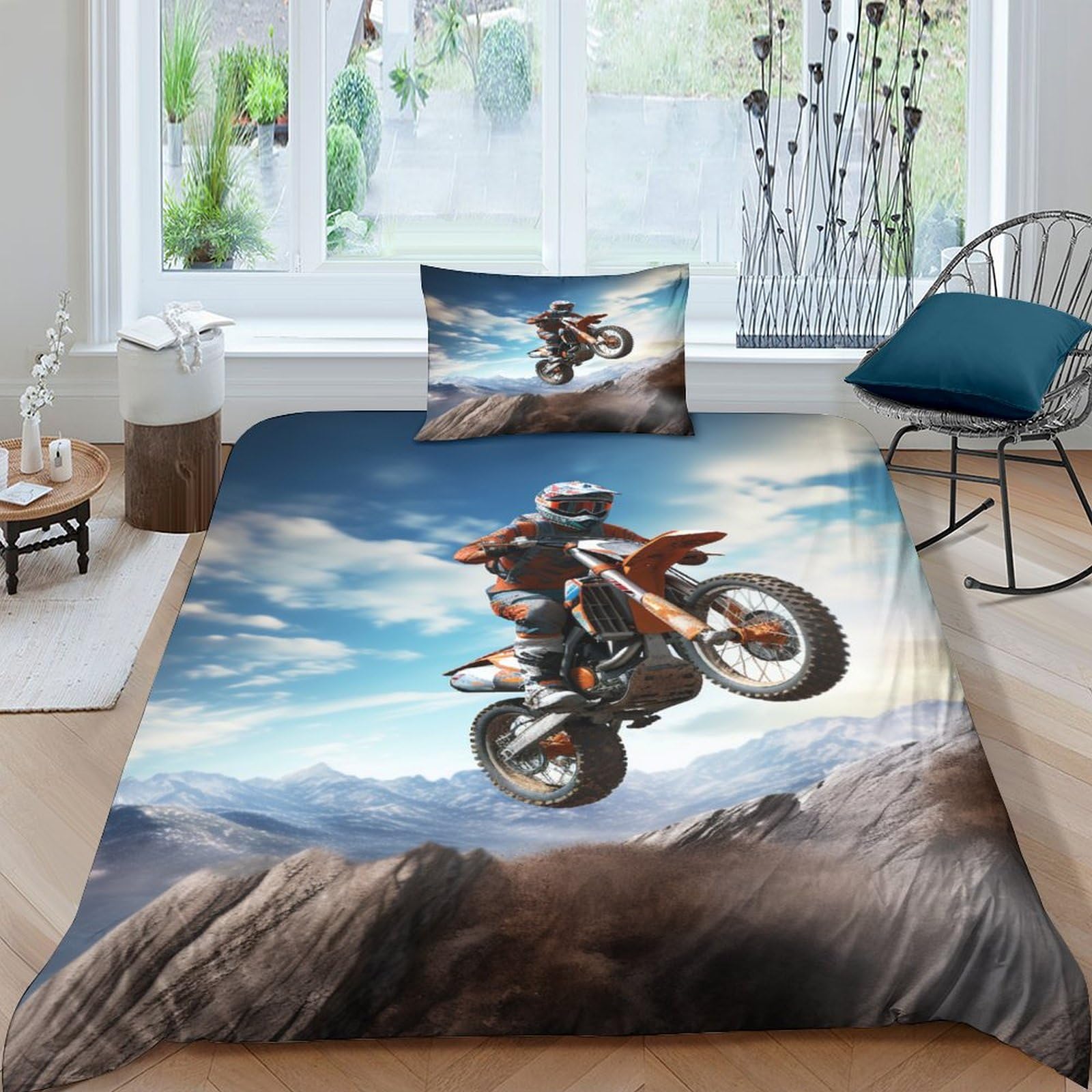 Housse de couette motocross 3D : Cadeau idéal anniversaire Noël