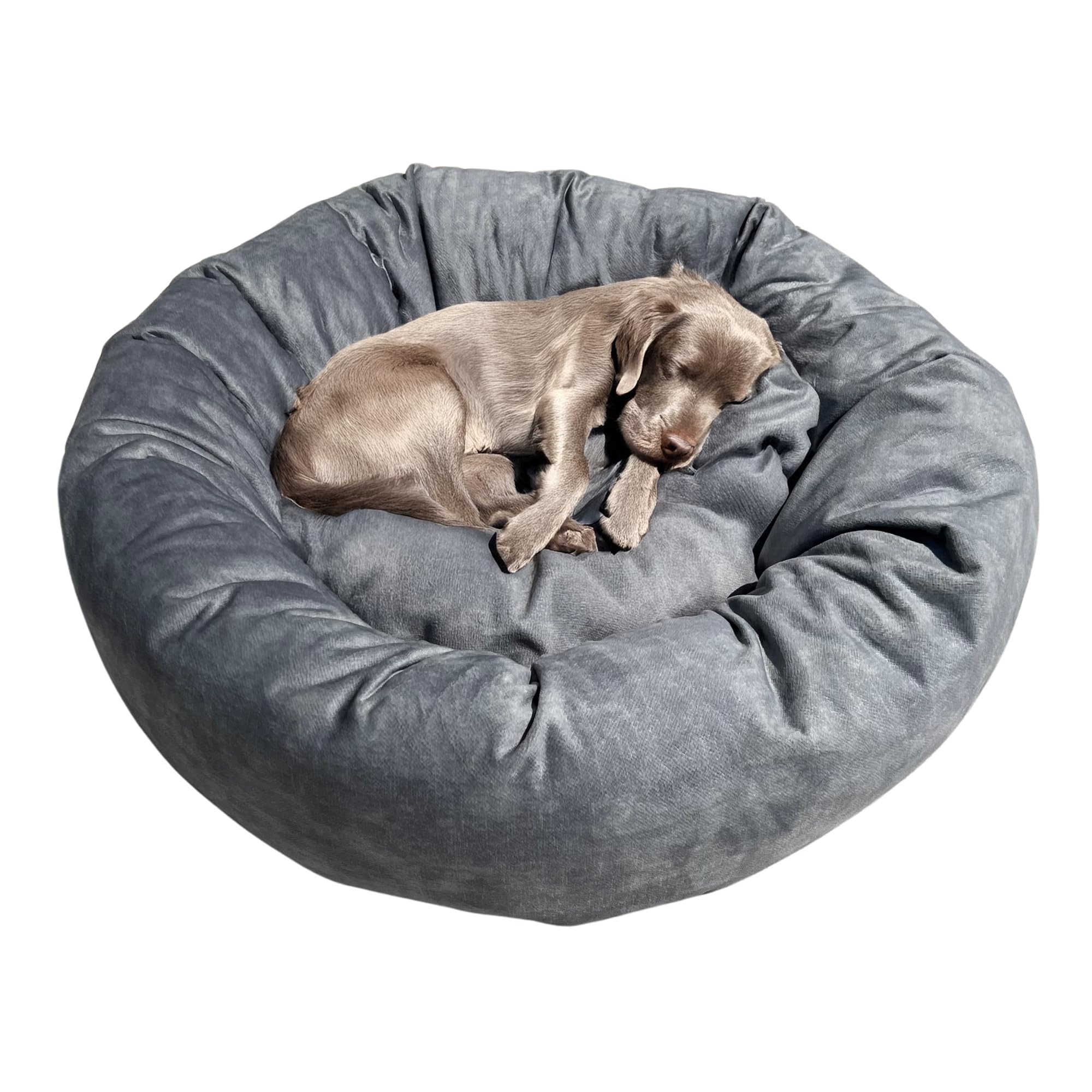 Donut Haustierbett, Bezug abnehmbar zum Waschen, Katzenbett, rundes Hundekissen mit hochgezogenen Rändern, tierfreundliches Polstermaterial (M (80cm))