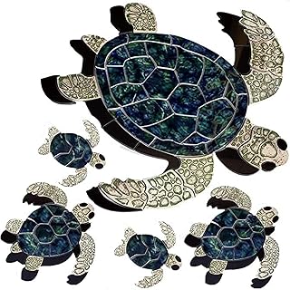Aquatic Custom Tile Green Sea Turtle Family Porcelain Mosaic Tiles, Unde...