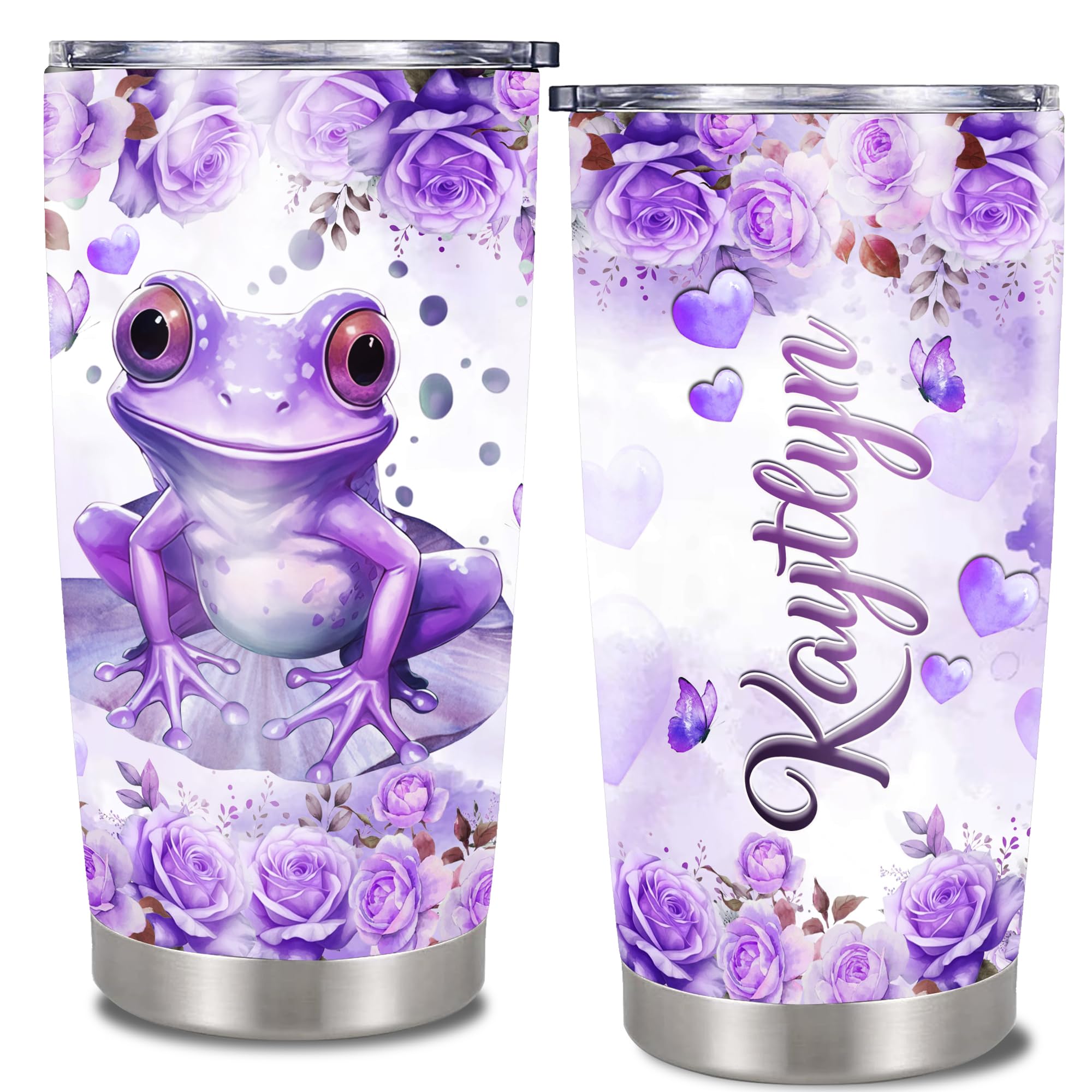 Dorris Personalized Frog Tumbler Customized Name Travel Mug Insulated Stainless Steel Coffee Cup With Lid Water Bottle Birthday Valentines Day Frogs