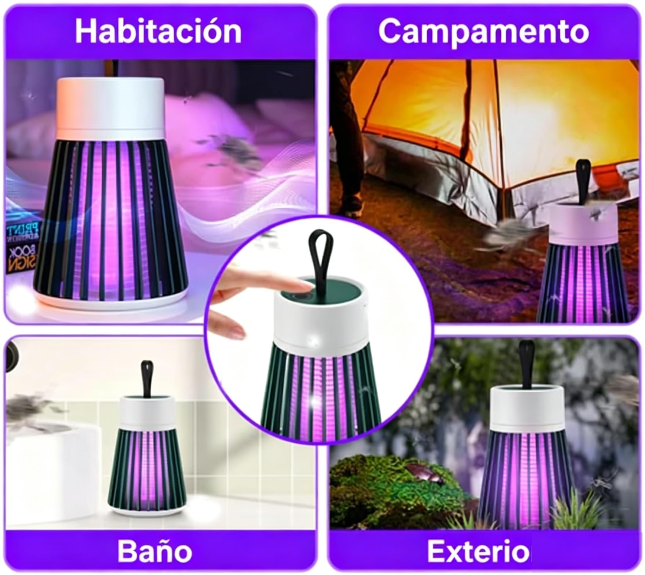 Zapfie Lampara Antimosquitos Recargable USB, LáMpara Antimosquitos para Acampada, Trampa Silenciosa Recargable Sin QuíMicos para Mosquitos, Adecuado para Camping y Uso doméstico. (Verde*2pcs)