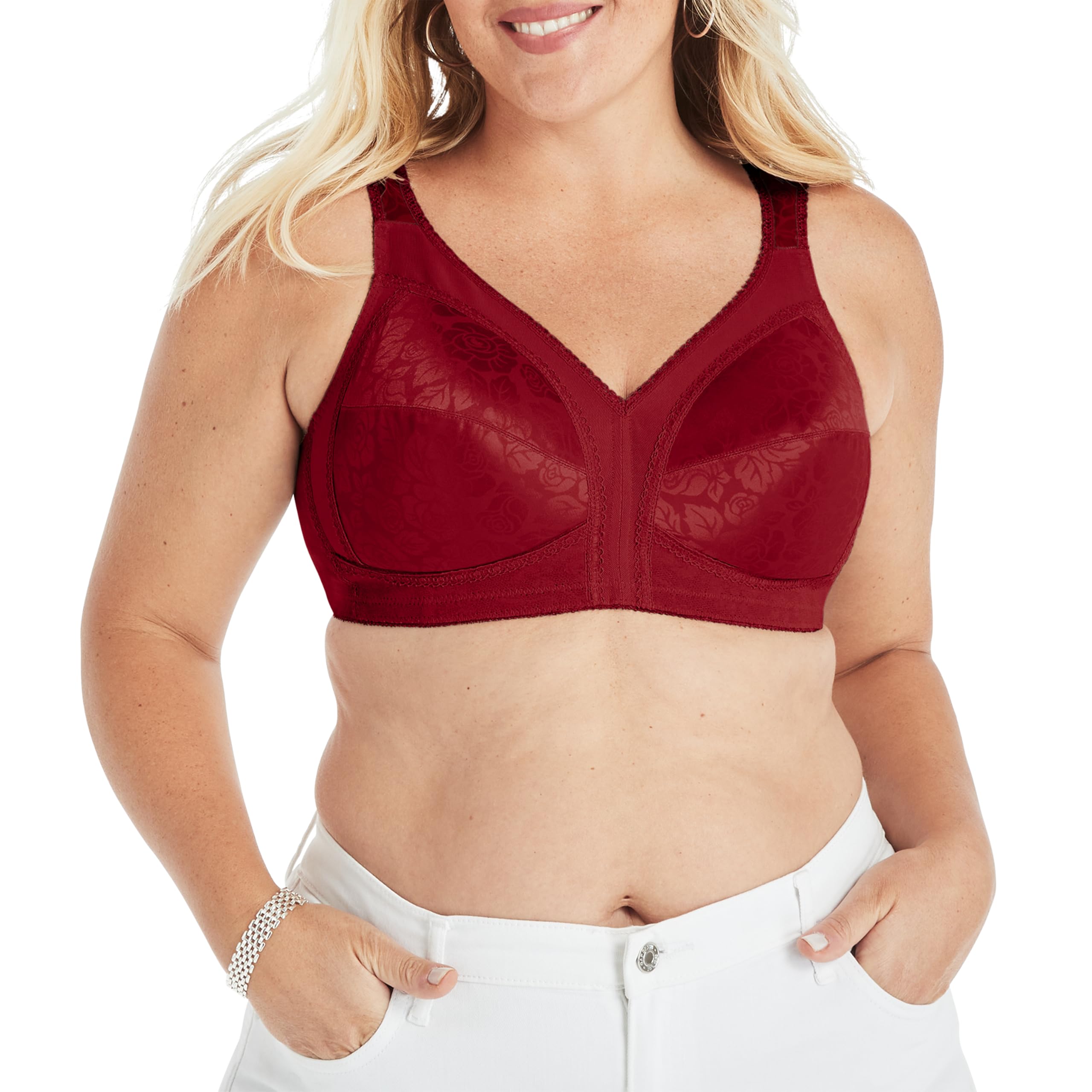 Photo 1 of [Item damaged missing hook and eyes ] PLAYTEX Women's Wireless Bra, 18 Hour Plus-Size Bras Available, 4693, Full Coverage, Smoothing, Single or 2-Pack
