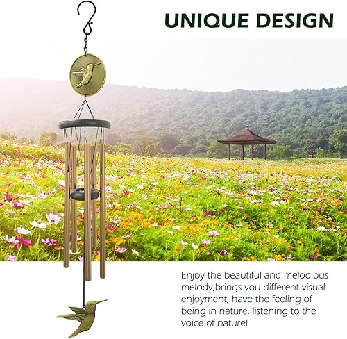 Miniatura 3 de Campanillas de viento de colibrí para exteriores, campanillas de viento conmemorativas de 32 pulgadas para crear un ambiente zen, regalo de colibrí