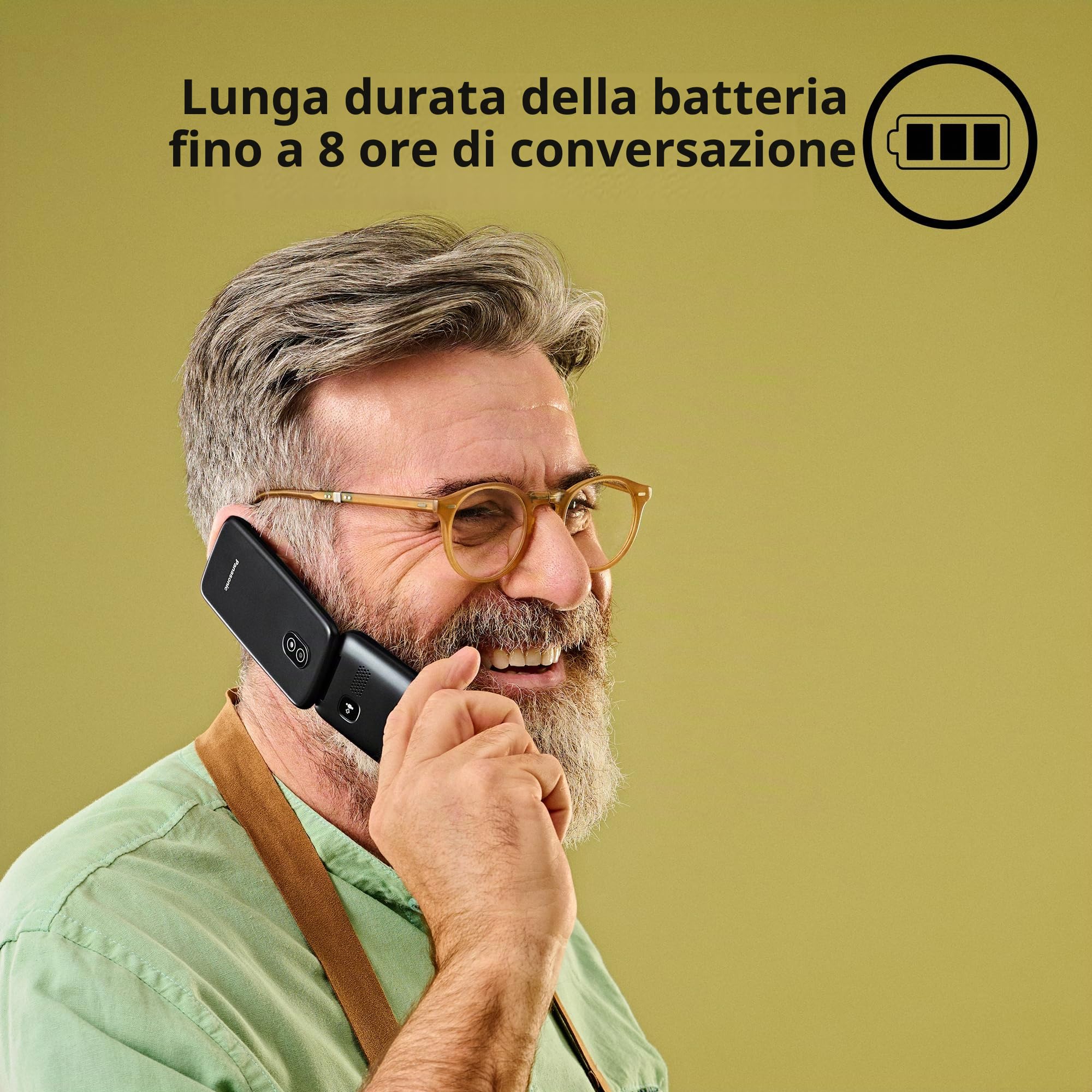 Panasonic KX-TU410 Telefono Cellulare 4G a Conchiglia 2,4 Pollici, Tasto SOS, Bluetooth 5.0, HAC, Vivavoce, IP44, Rosso