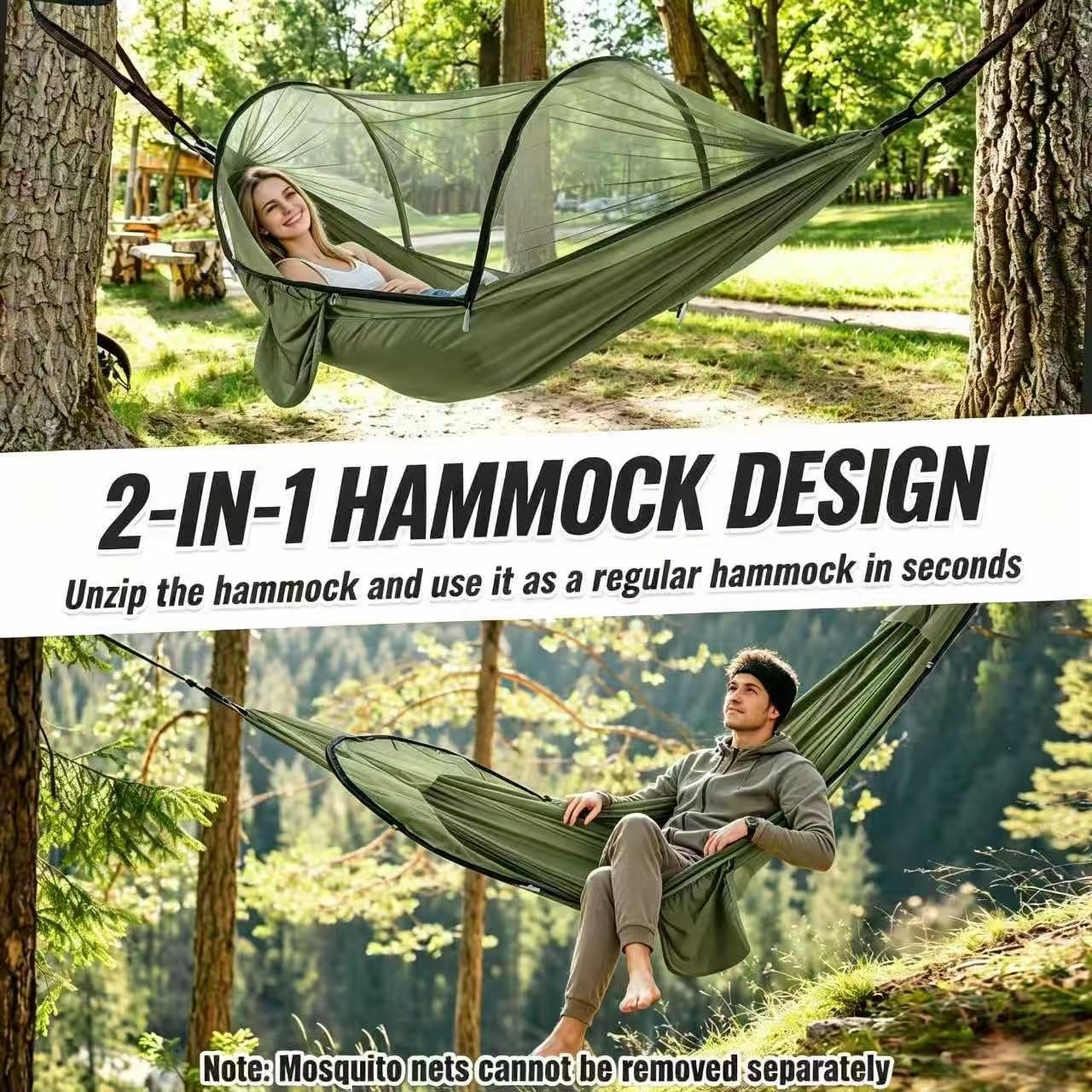 Amaca da Campeggio con Zanzariera 270x140cm Ultraleggera Nylon Capacità 300kg Portatile con Borsa