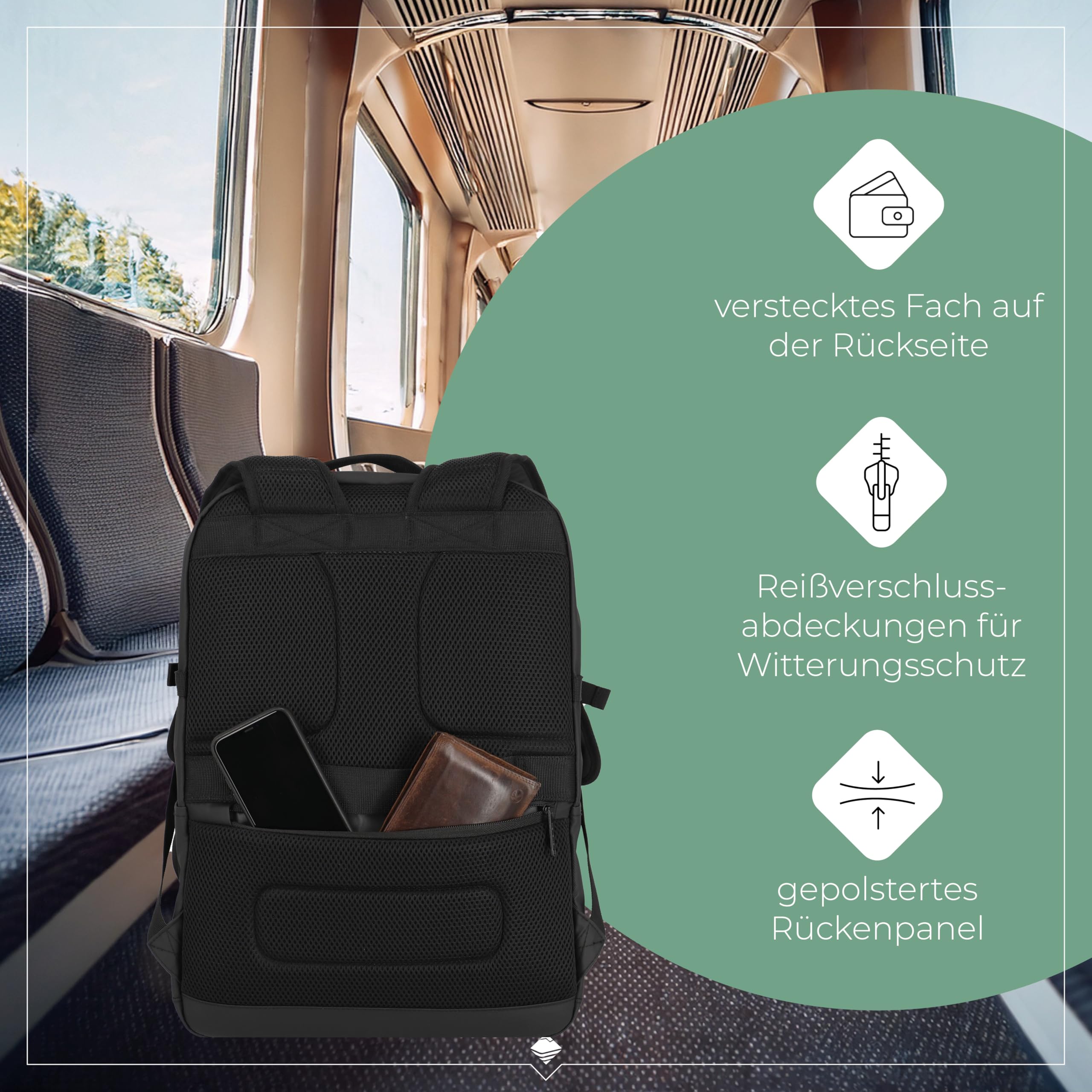 Travelite Rucksack aus wasserabweisendem Material, gepolstertes Laptop Fach 15,6 Zoll, BASICS Tagesrucksack mit Aufsteckfunktion, 48 cm, 28 Liter, 900 Gramm