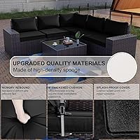 Vista 3 de Kullavik - Juego de muebles para exterior de 6 piezas con sofá modular de ratán de polietileno, color negro