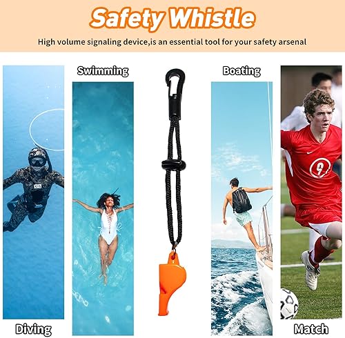 Miniatura 4 de Boya marcador de superficie de buceo de 5 pies (SMB), salchicha de seguridad con carrete de plástico de 98 pies y clip de gancho de doble extremo +