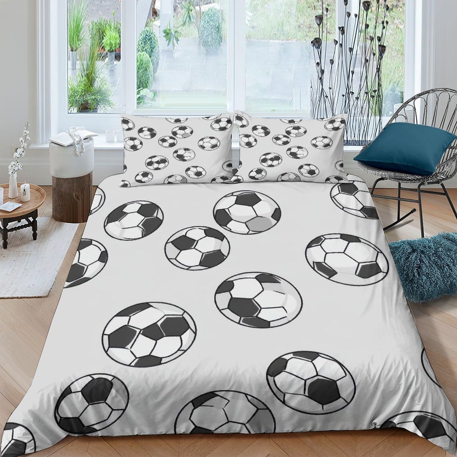Ctjqhvkz Style-3 3D Printed Soccer Ball Fitted Sheet Microfiber Soft Breathable Football Mattress Cover For Bedroom Dorm Mattress Protection Decor Single（135X200cm）