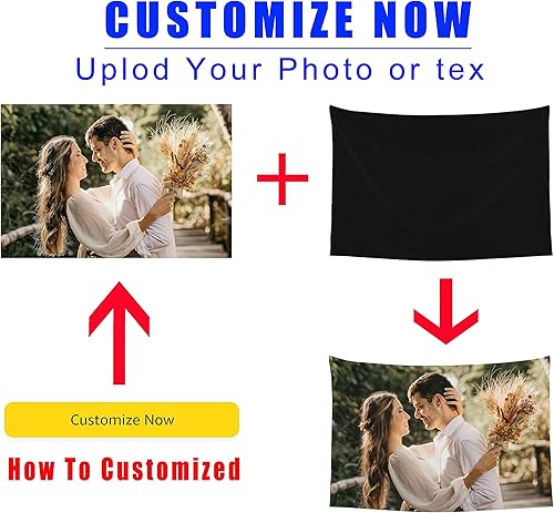 Miniatura 5 de EAGSTS Tapiz personalizado para cargar imágenes con nombre, letreros, pancartas, tapiz de pared personalizado para dormitorio, Halloween, Navidad,
