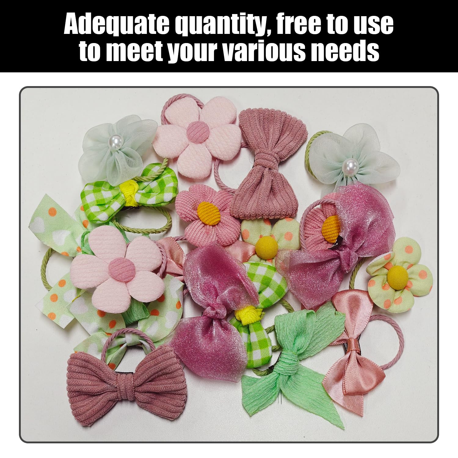 20 Pieces Of Cute Hair Ropes, Bow Flower Hair Ropes, Girls Hair Ropes, Hair Accessories, Elastic Hair Ropes - Image 4