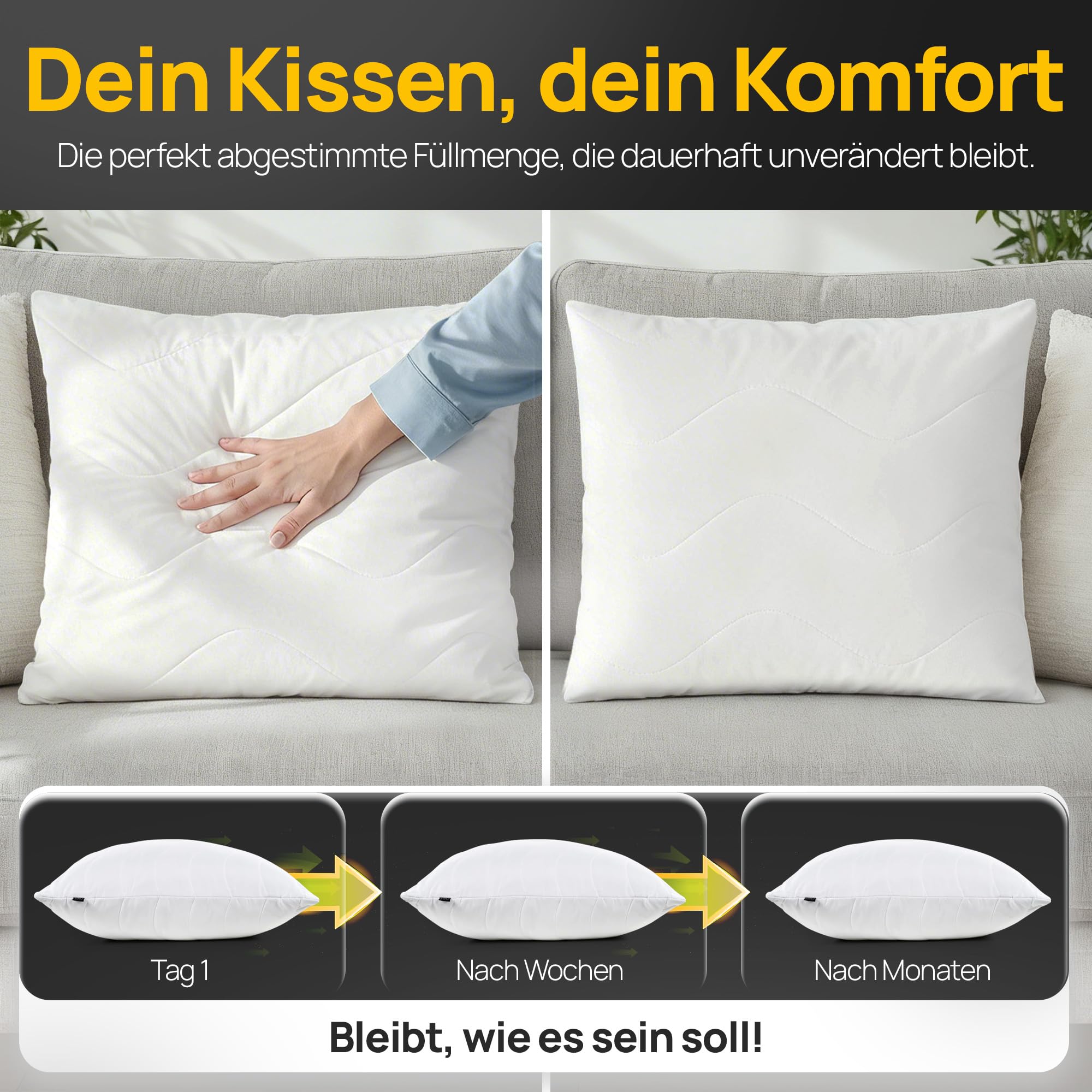 Lileno Home Hoofdkussen 40x70 Cm Set Van 1 - Wasbaar 95°C, Anti-allergie, Ritssluiting