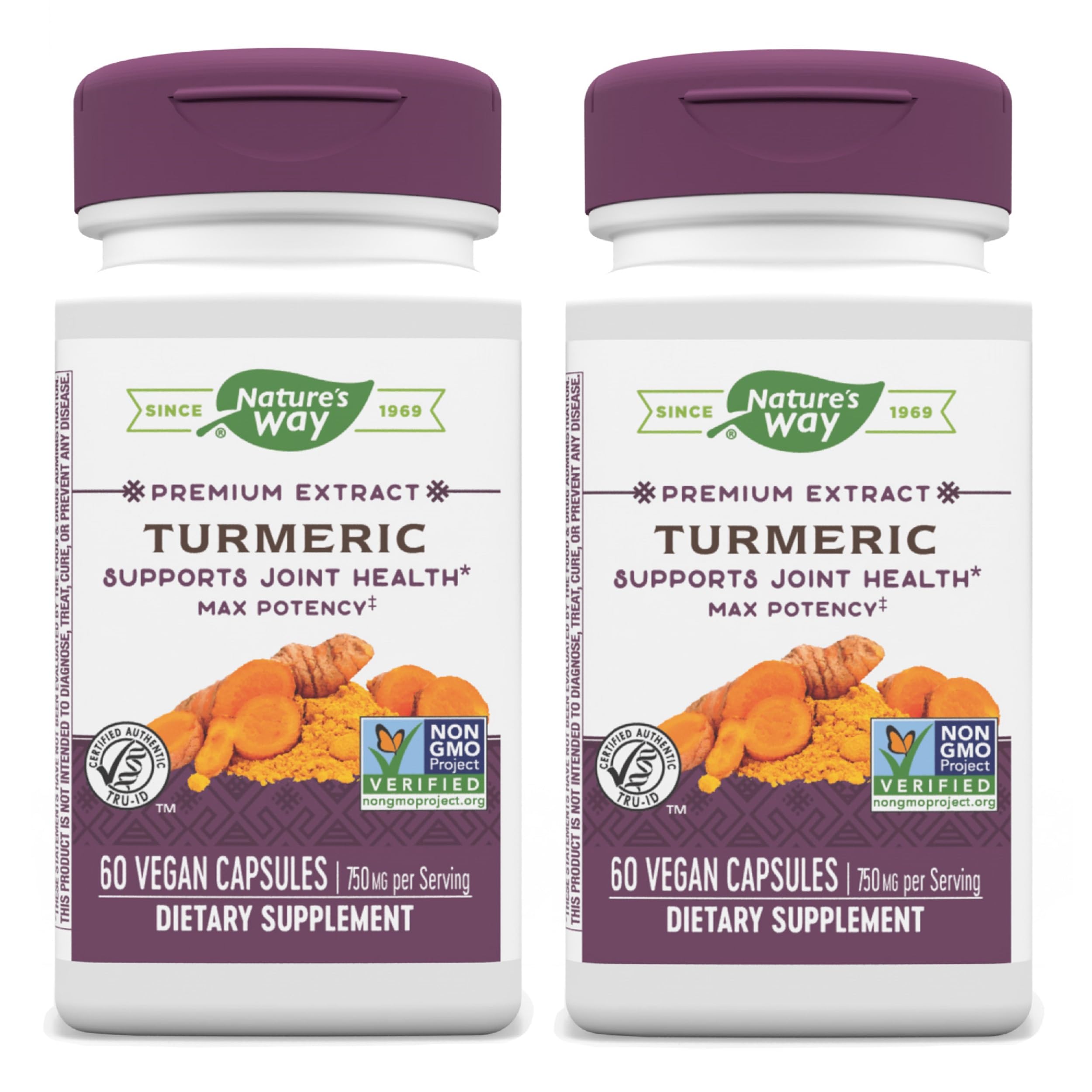 Turmeric Max Potency Premium Extract - Turmeric Supplement for Joint Support* - with Turmeric Extract - for Men & Women - Gluten Free - 60 Vegan Capsules (Pack of 2)