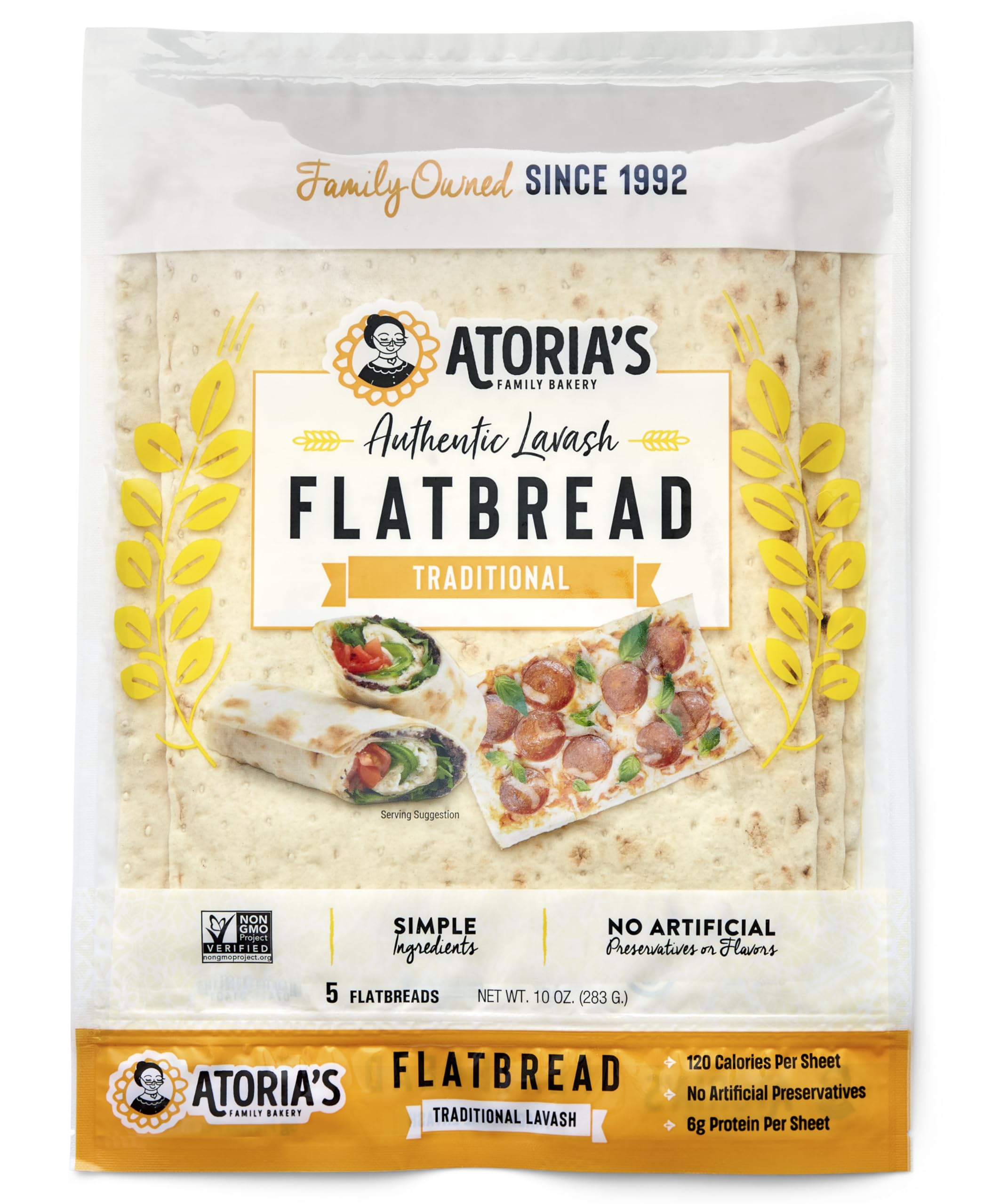 Atoria's Family Bakery, Traditional Lavash 5 Count, 10 Ounce