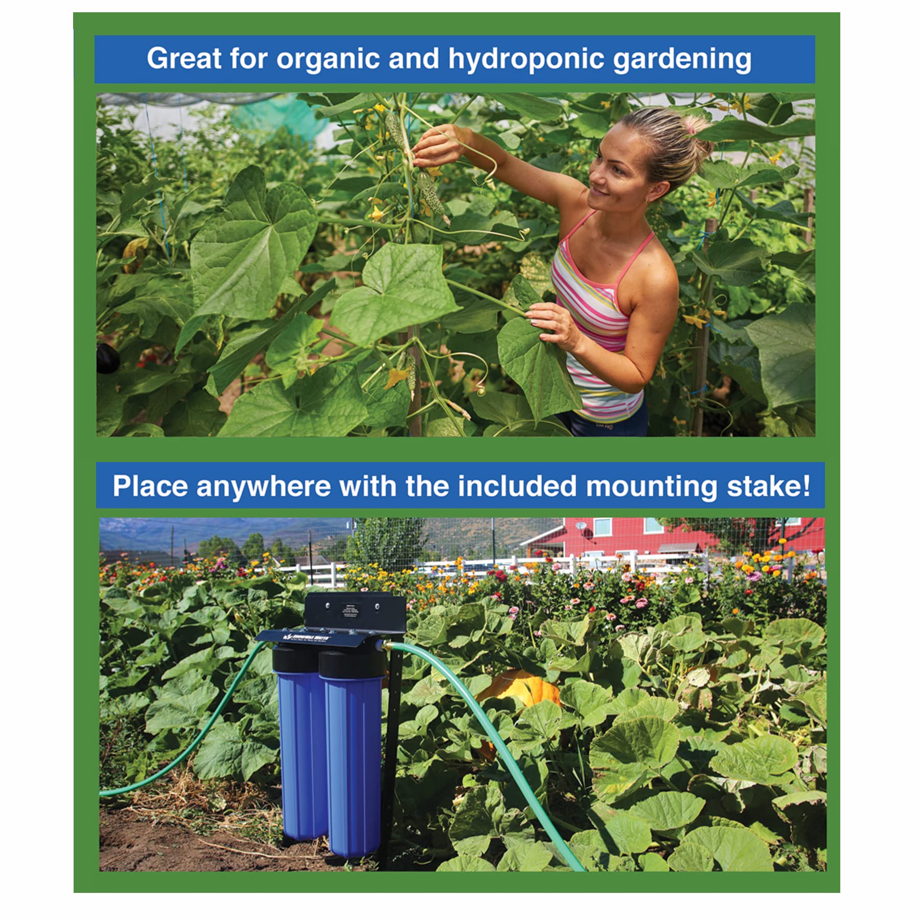 Power Grow 2000. Sistema di filtraggio dell'acqua a 2 stadi ad alta capacità. Ideale per l'uso in grandi giardini, vivai e colture. GrowMax Water.