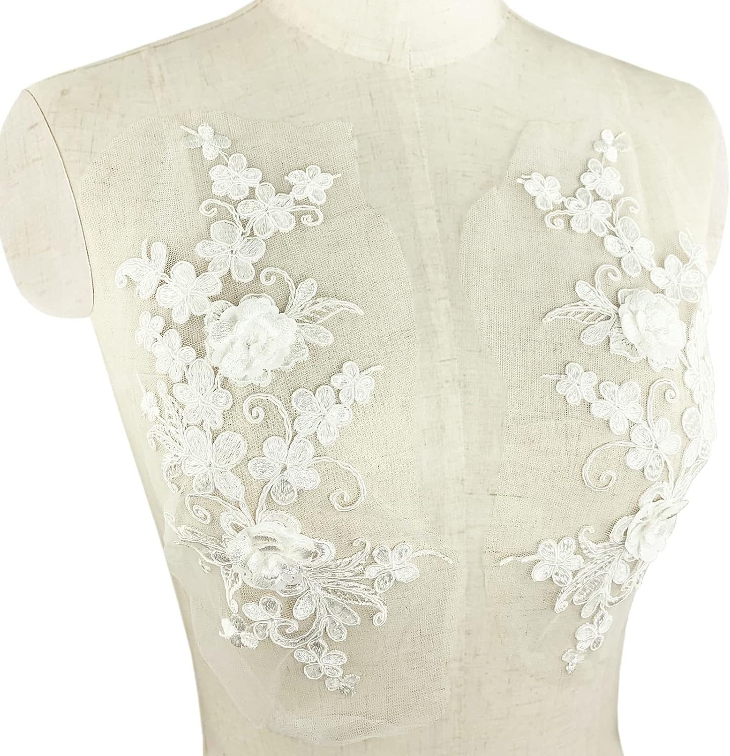 BETITETO 10 Pairs Custom 3D Flower Embroidered Lace Appliques Embellishments Floral Sew on Patches