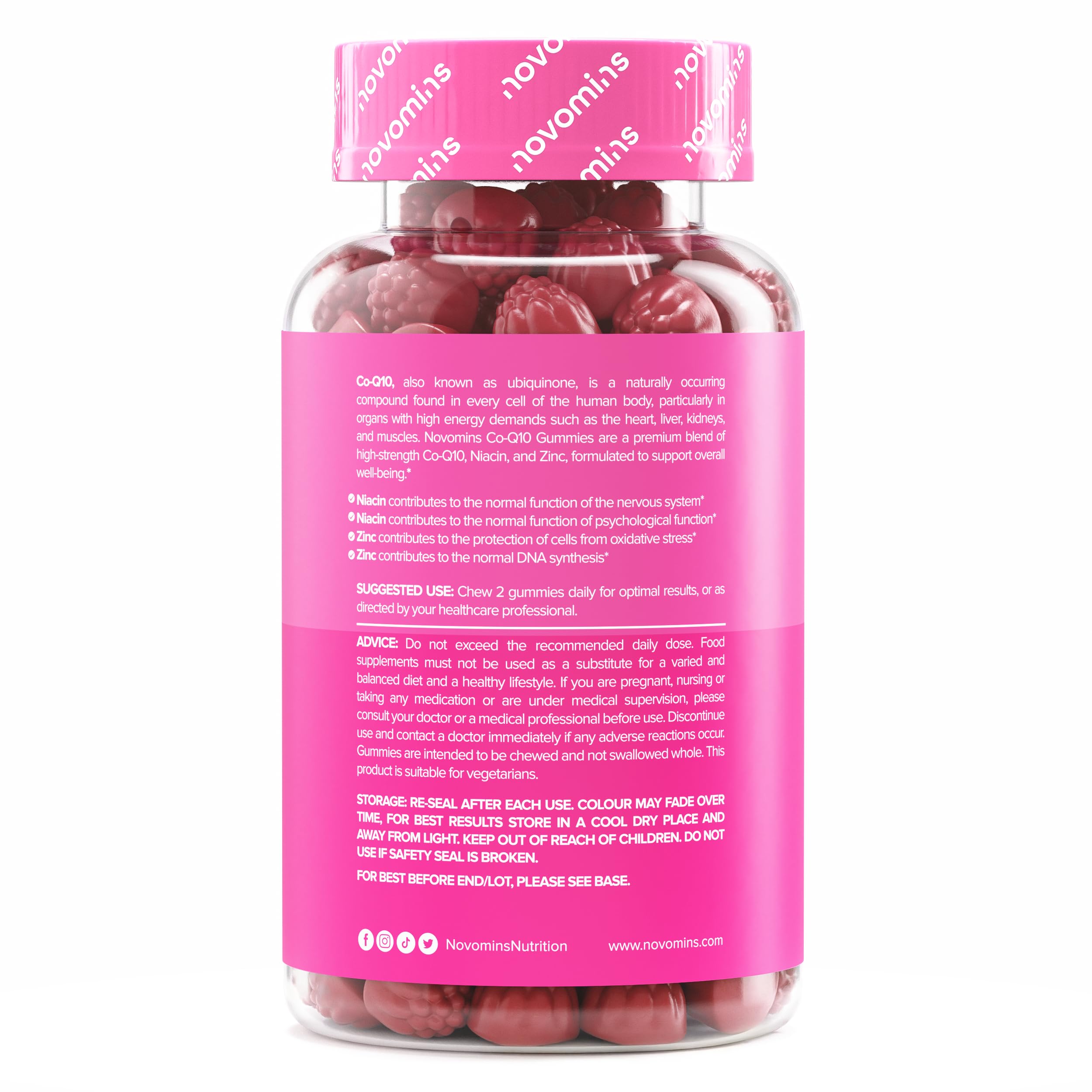 Coenzima Q10 Gommose – 250 mg di CoQ10 (Ubichinone) ad Alta Concentrazione – con Zinco e Vitamina B3 – Energia e Difese – Vegan – 60 Gommose Gusto Arancia – Novomins