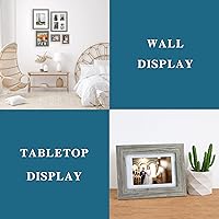 Vista 3 de Juego de 4 portarretratos de 4 x 6 pulgadas, hechos de vidrio real y marco de madera gris, exhibición en pared o mesa, para fotos de 3.5 x 5