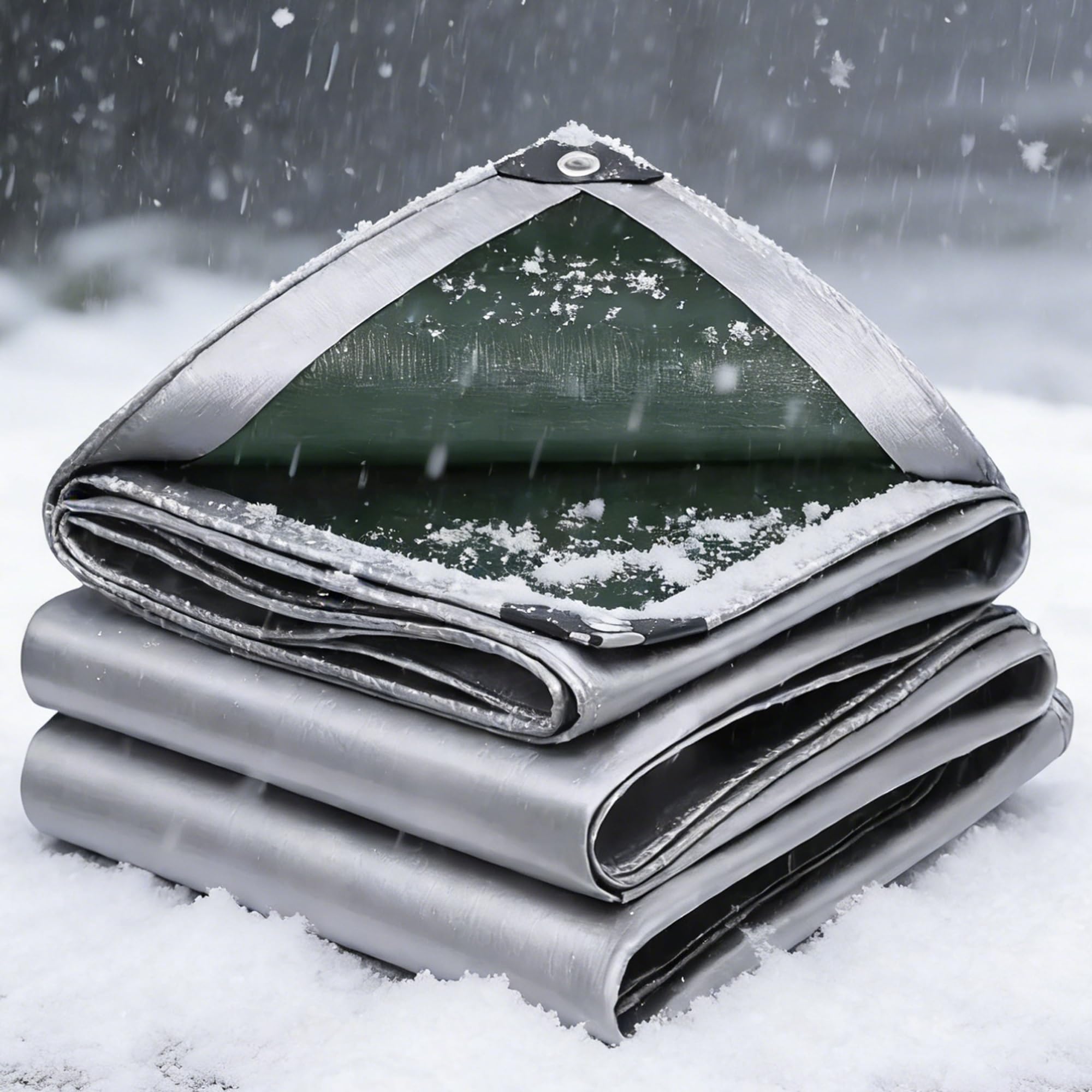 Tarpaulin Extra Heavy Duty Waterproof,200g/m² 0.5x8.5m Tarpaulin Cover Tarp Ground Sheet Mesh UV Resistant Cover,Reinforced Eyelets for Garden,Car,Pool,Camping,Wood,Furniture Protection Silver Green