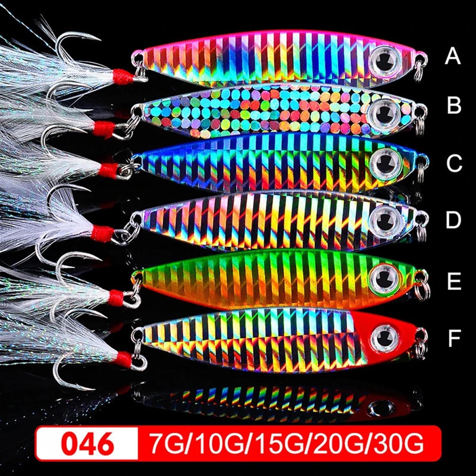 Señuelo de Pesca con Lentejuelas de Metal, 7/10/15/20/30G, Crankbait Jig Shads, Cuchara, cebos Artificiales, lubina, Wobbler, Cebo Giratorio, Señuelos de Pesca Marinos