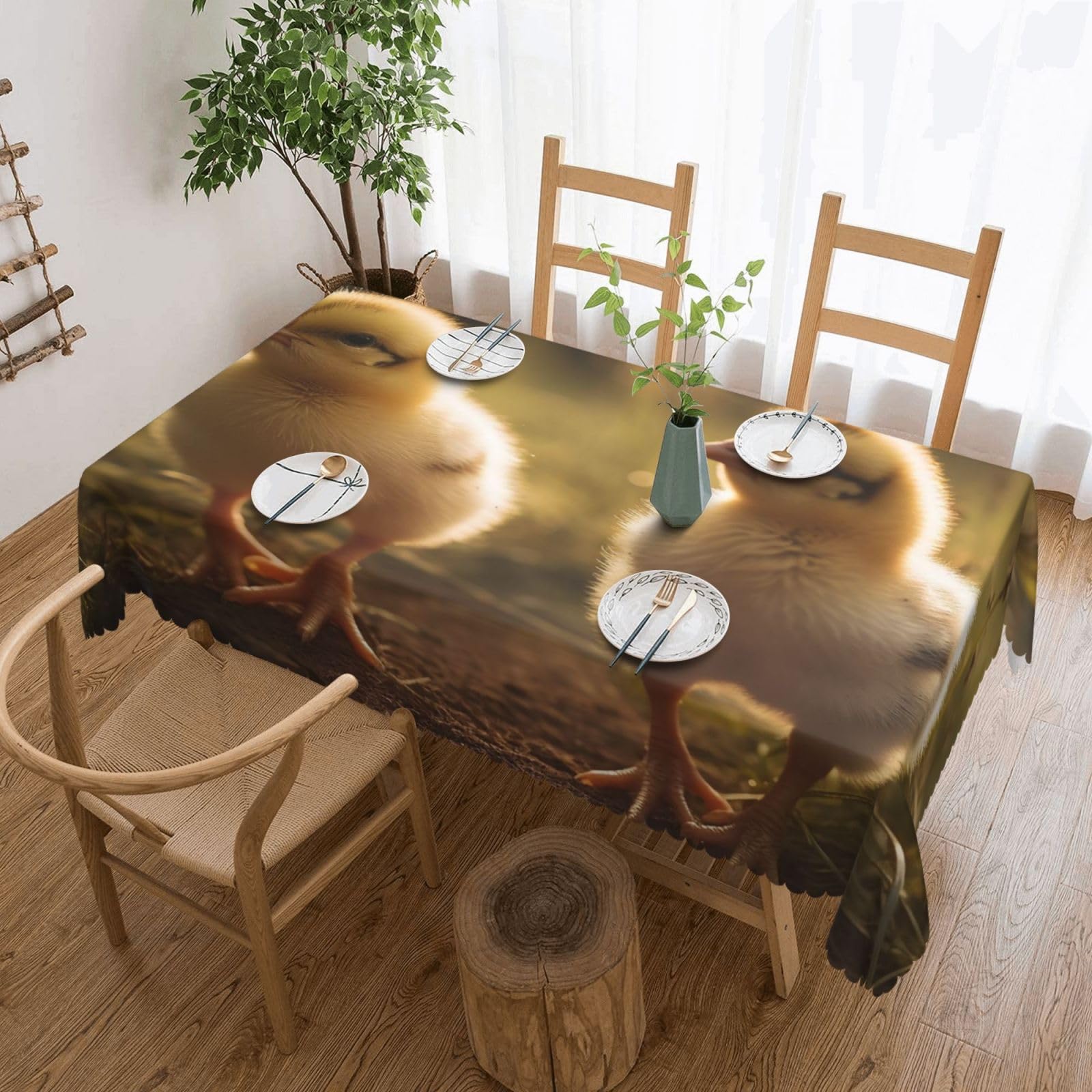Rectangle Tablecloth 137x183 cm Waterproof Tablecloth for Dining Tables Kitchen Farmhouse Tablecloths Chicks in the Field Table Cloth Wrinkle Free Table Cover for Dining Buffet Wedding Party
