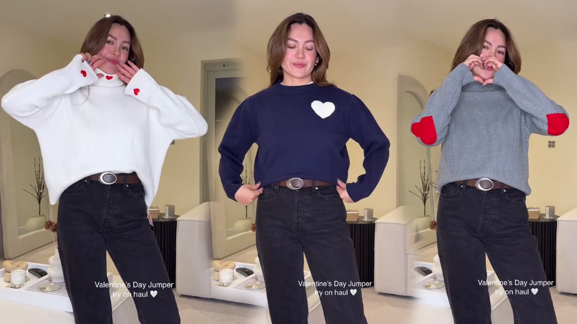 CHICWISH Women White Embroidered Red Heart Turtleneck Long Sleeve