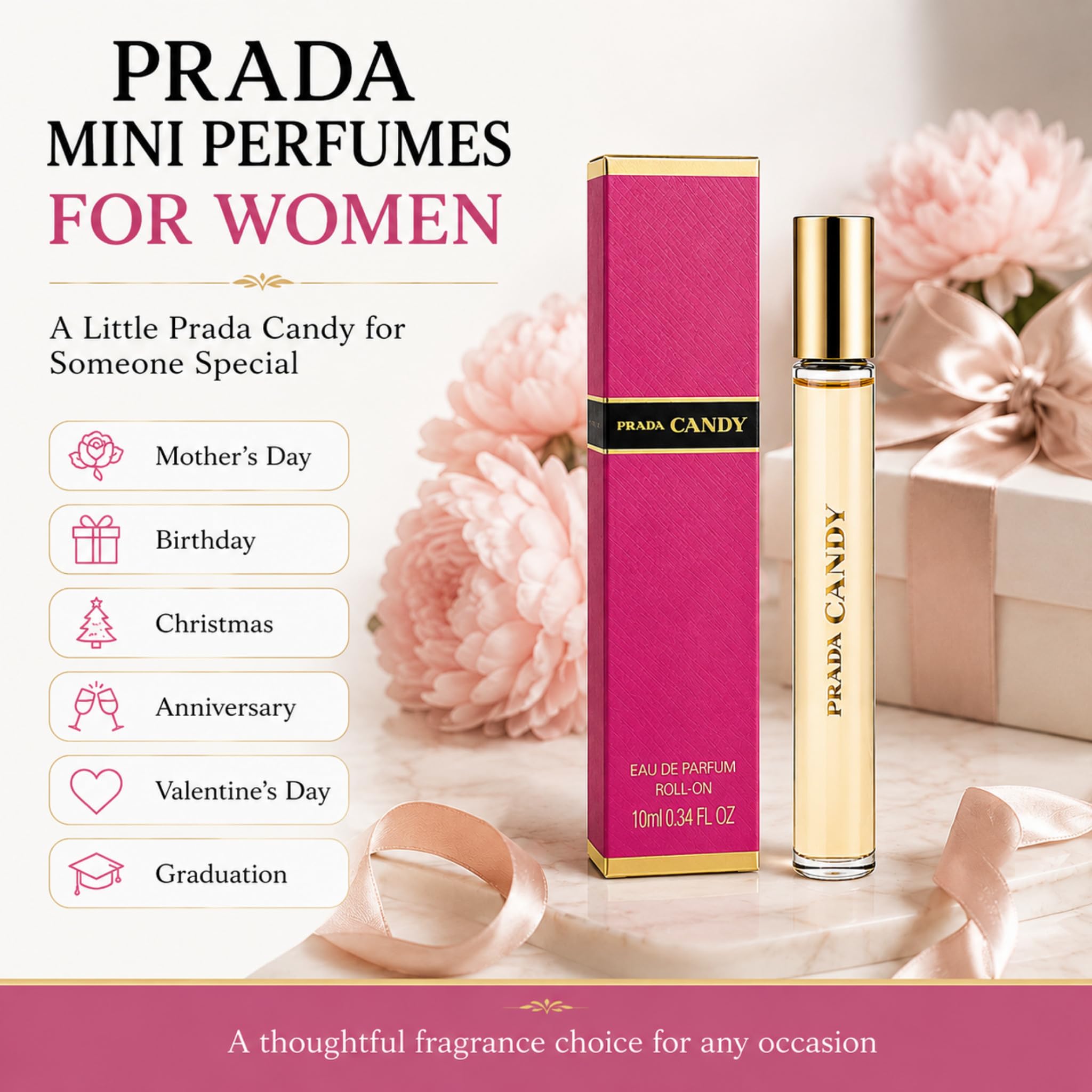 Prada Candy Eau De Parfum Travel Spray for Women 0.33 Ounce