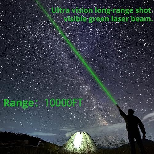 Miniatura 7 de DNZRONK Linterna verde de largo alcance de alta potencia con carga USB, foco ajustable linterna verde para astronomía nocturna al aire libre