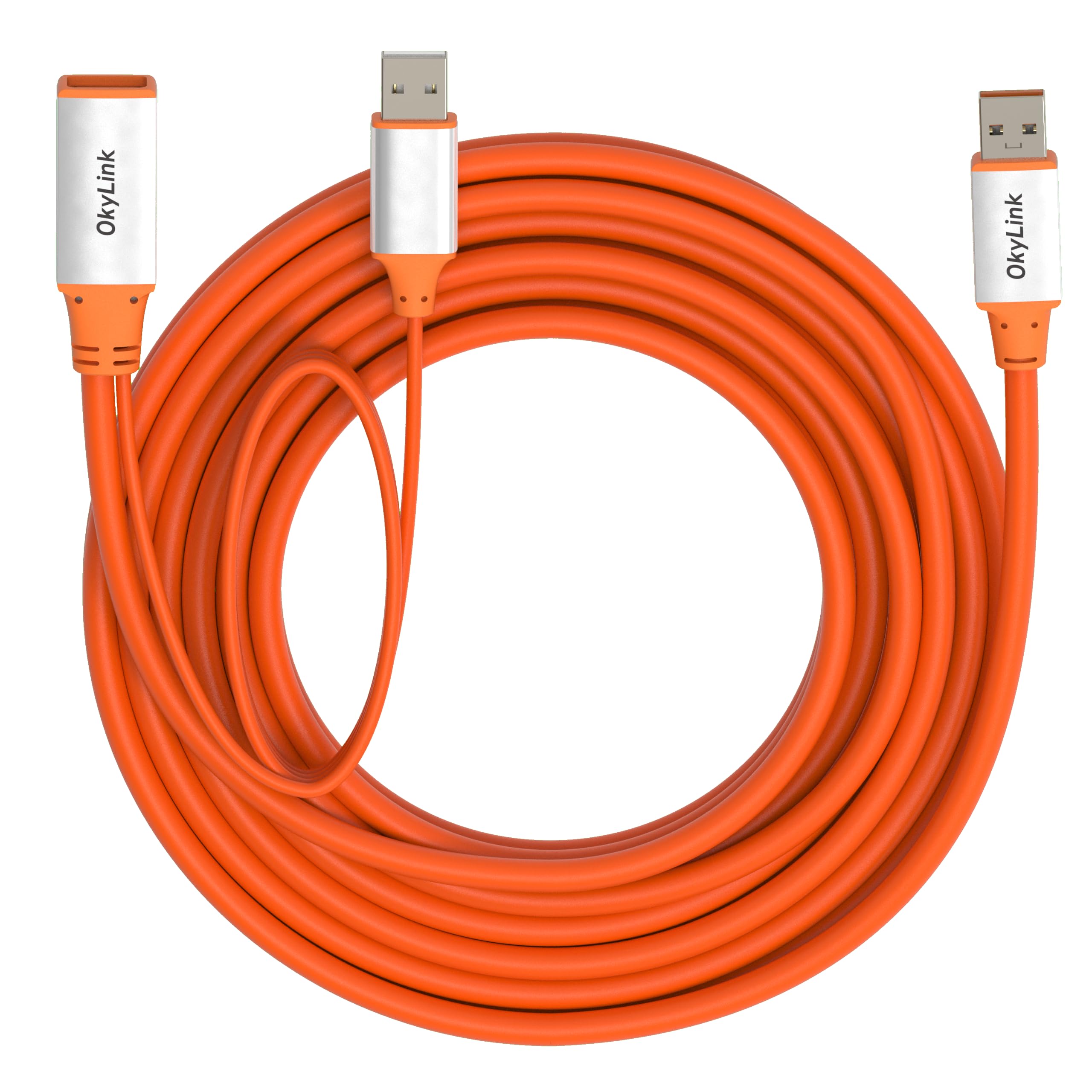OkyLink Cavo di prolunga attivo USB 3.2 Gen 2 da maschio a femmina, 10 Gbps, trasferimento dati a lunga distanza, 5 m, arancione