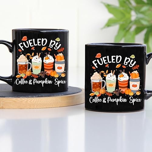Miniatura 2 de -11Oz- Taza de café con especias Fueled by Coffee & Pumpkin Spice Cup, taza de café con temática de otoño y calabaza, divertida taza de regalo de