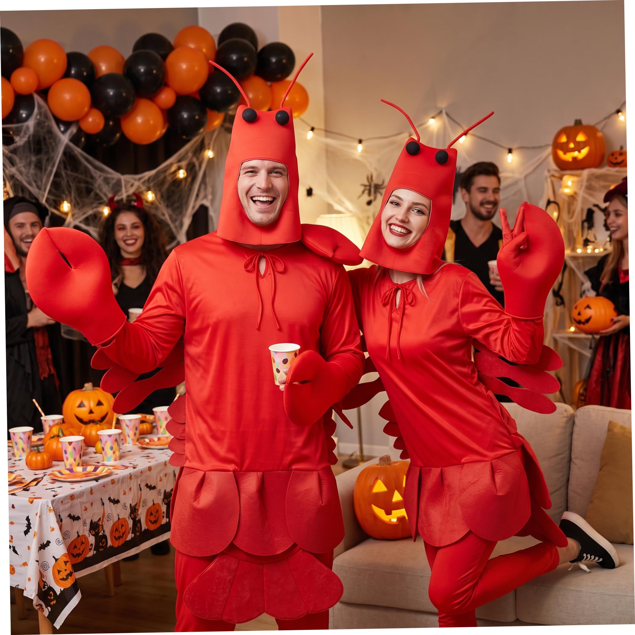 Costume da aragosta, costume unisex da creatura marina, design facile da infilare, tessuto morbido e traspirante, tutina da aragosta per feste di Halloween, cosplay, rosso