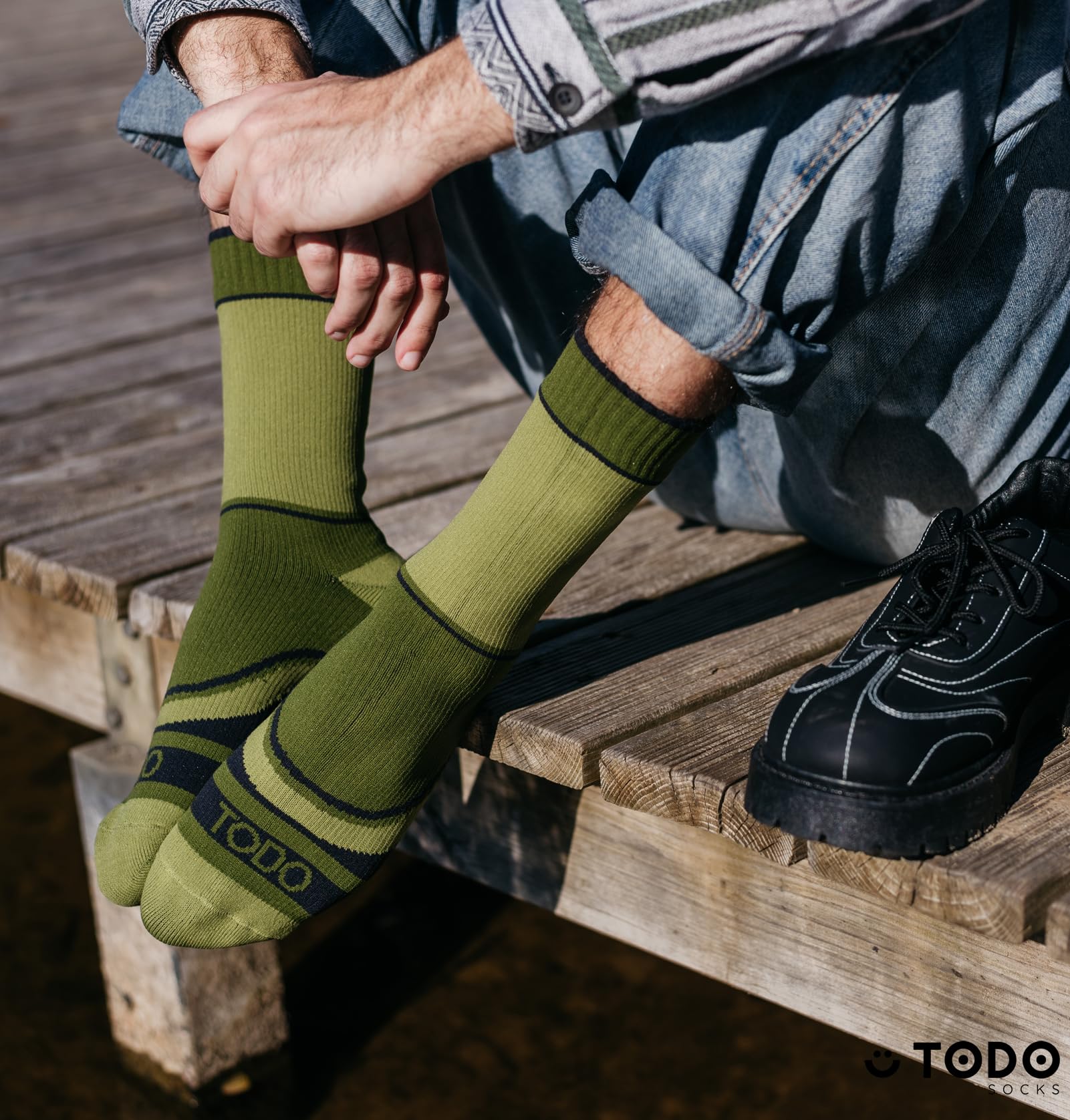 TODO Wodoodporne skarpety męskie z mambraną. Skarpety trekkingowe wodoodporne skarpety zielone khaki 43-46