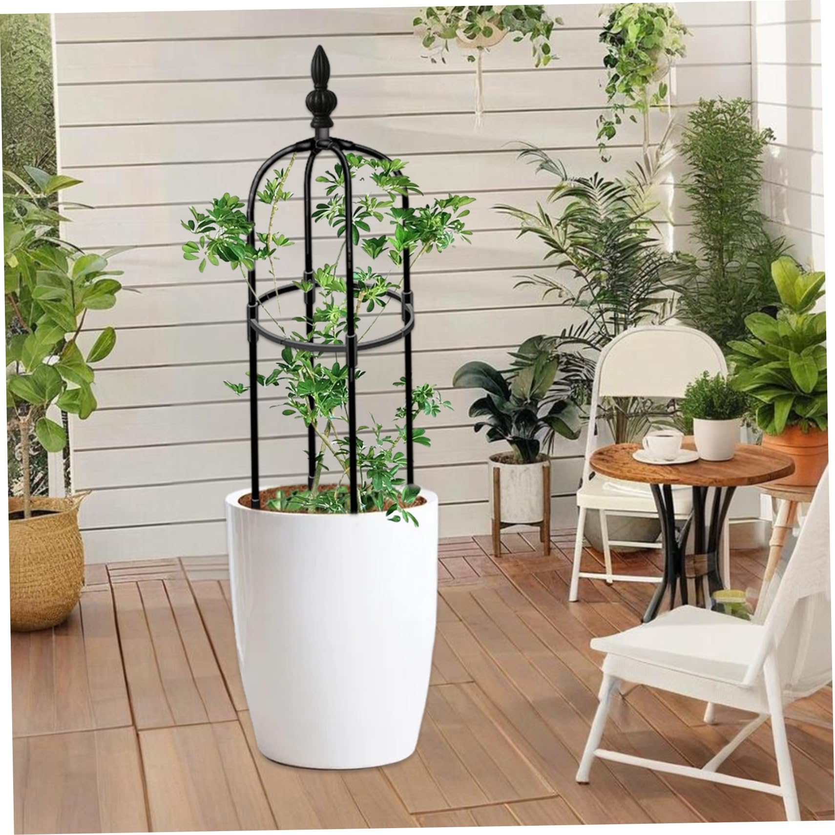 3ft Black Garden Obelisk Trellis - Rustproof Plant Support For Climbing Flowers, Veggies & Indoor Vines