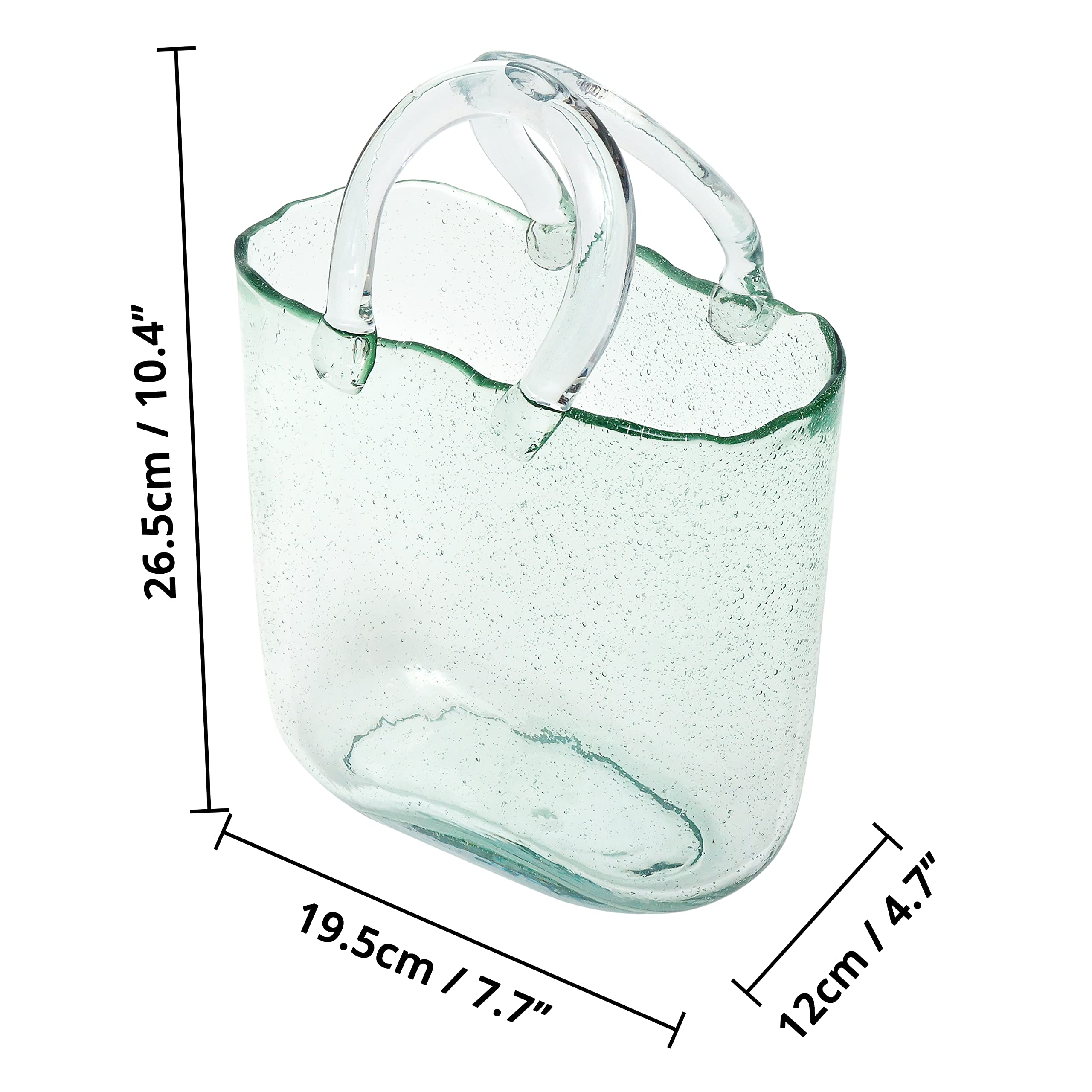 Vaso Trasparente a Forma di Borsa - Vetro da Interno per Fiori, Frutta, Pesciolini, Caramelle - Design con Effetto Bolle d'Acqua - Accessori Moderni per la Casa