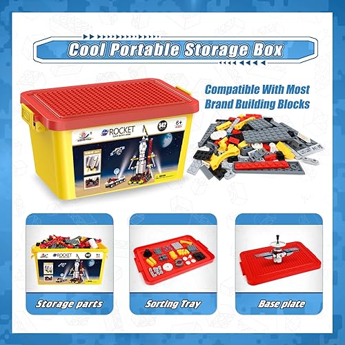 Miniatura 6 de WishaLife City Space Exploration Rocket Toy - Juegos de bloques de construcción para niños de 6, 7, 8, 9, 10, 11, 12 años, Mars Rover, lanzador,