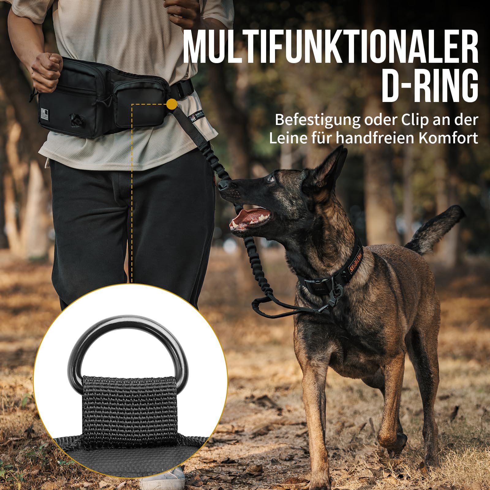 OneTigris Leckerlitasche für Hunde, Große Bauchtasche Hundetraining, Gassi Tasche Hund mit Magnetverschluss und Inklusive Kotbeutelspender, mit Herausnehmbarer Leckerlibeutel, für Taktisches Training