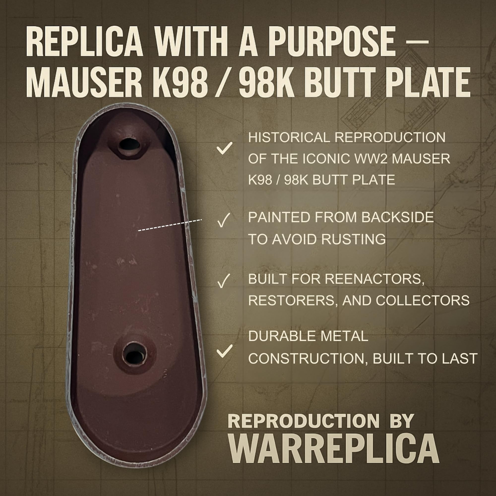 warreplica Mauser K98 / 98K Butt Plate Repoduction