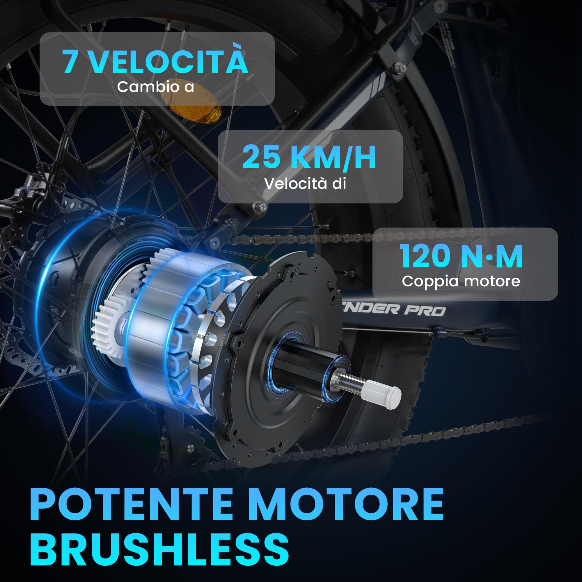 Rattan Pathfinder PRO Bicicletta Elettrica da 26" Fat Tire per Adulti, 48V 18Ah 864Wh, Autonomia Fino a 120km, Freni e Sospensioni Idrauliche, 7 Velocità