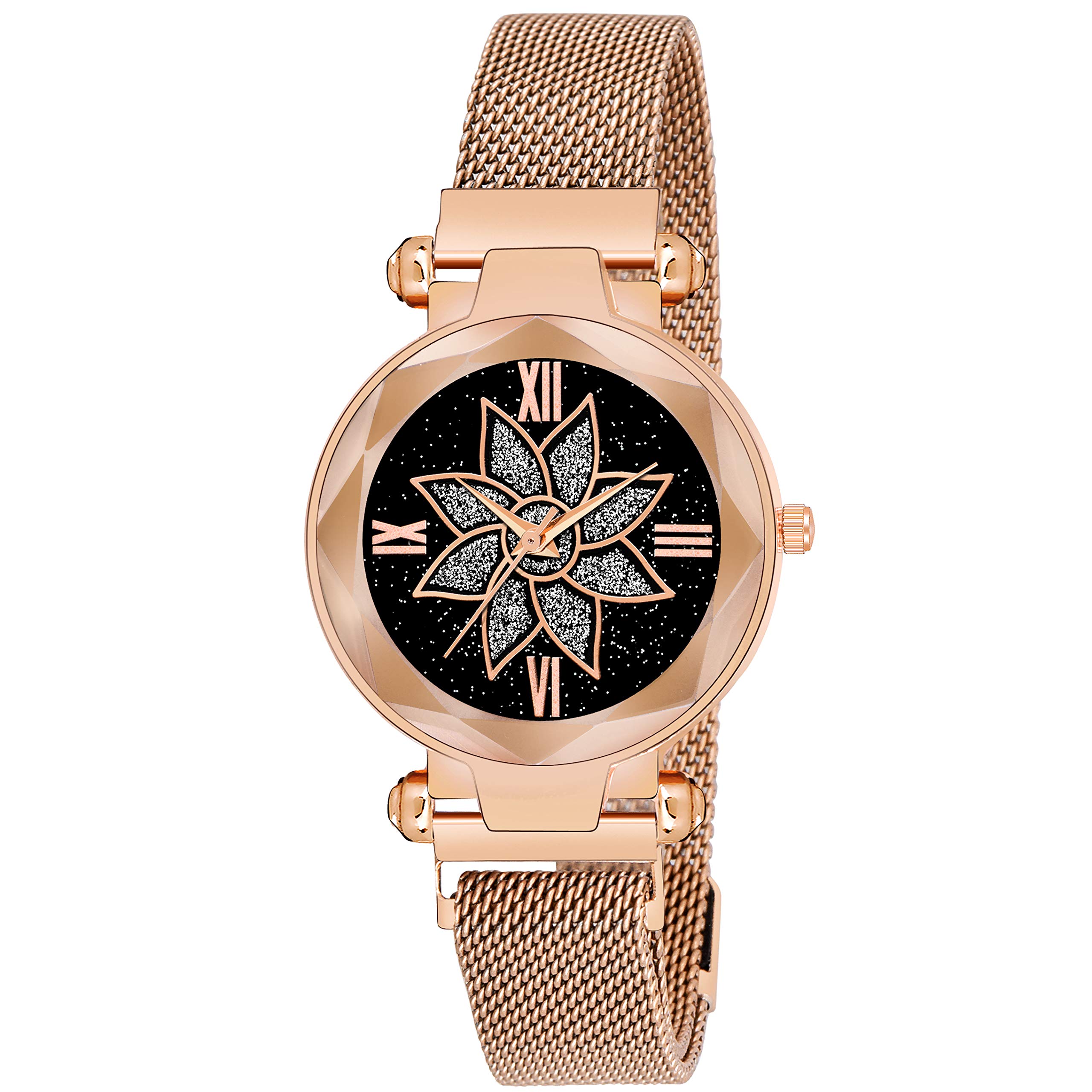 The Shopoholic Analogue Black Round Jari Dial with Latest Generation Rosegold Magnet Belt Analogue Watch for Women (B08V93VV25) Amazon Price History, Amazon Price Tracker