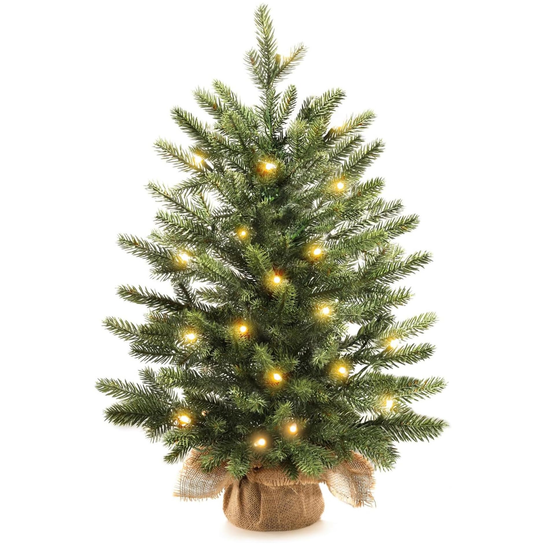 Piccolo albero di Natale con luci Decorazioni da tavola natalizie floccate realistiche da 18 pollici, squisite per la casa, l'ufficio, le decorazioni del negozio