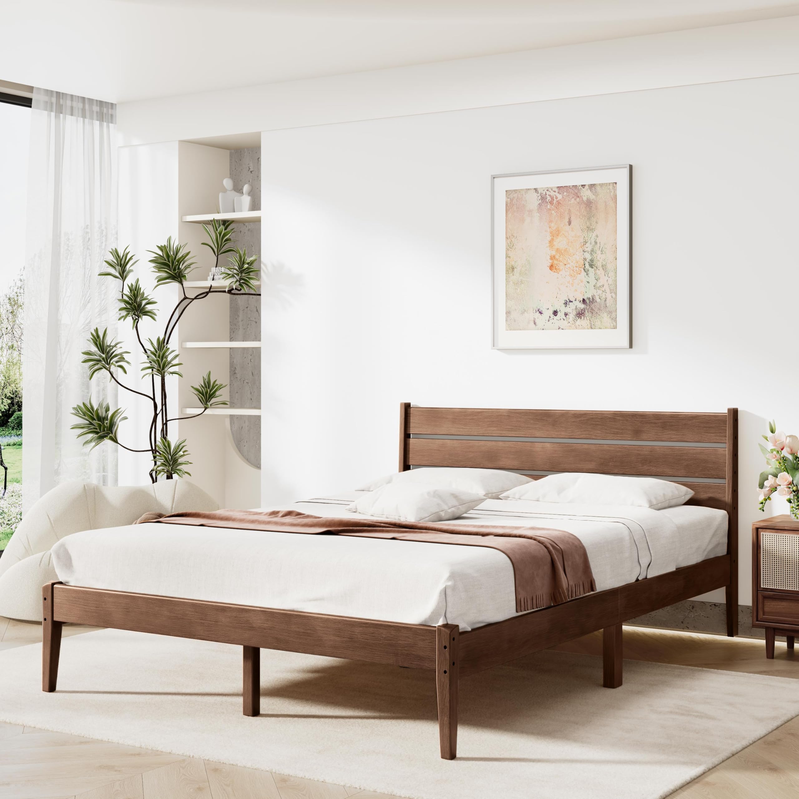 Amazon.com: MORDEER Full Bed Frame, Mid Century Platform Bed Frame
