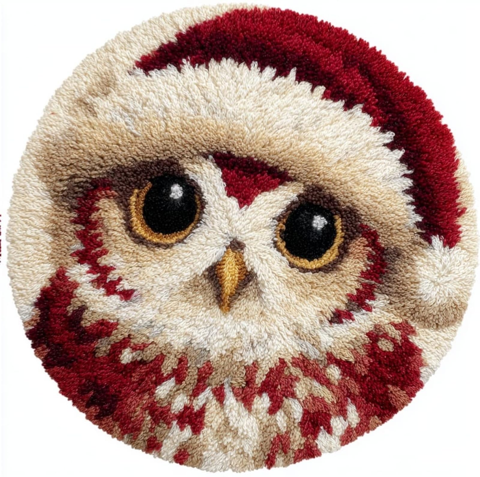 WallustrioaW Crochet Rug Making Kit for Adults,an owl Wearing a Santa hat,DIY Needlework Crafts for Home Decor,Latch Hook Kits Gift for Beginners Kids,50x50cm