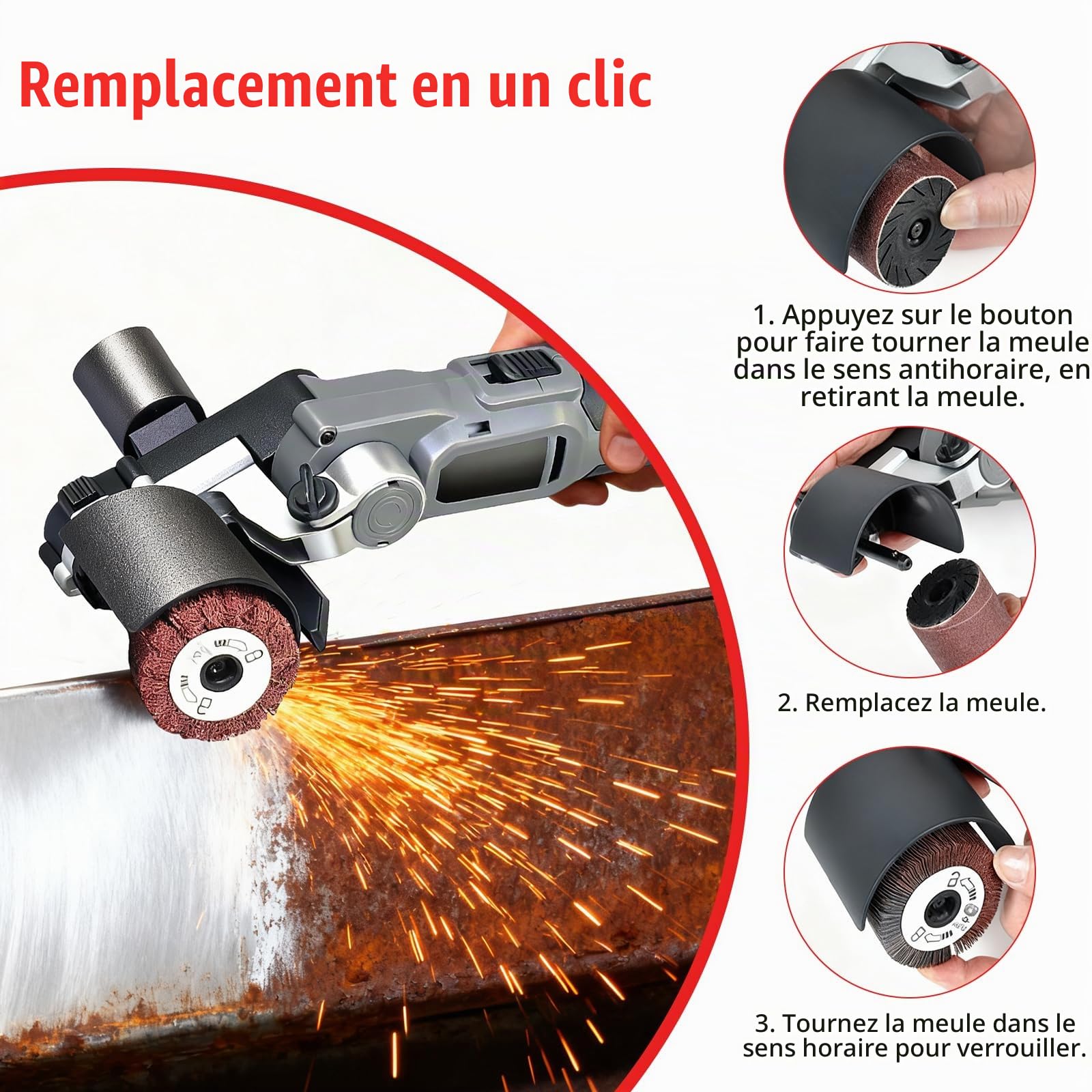 Ponceuse Satinatrice, Ponceuse à Brosse Sans Fil 800W | Compatible avec Makita 20 V Ponceuse à Tambour pour le Ponçage, le Polissage du Bois et du Métal